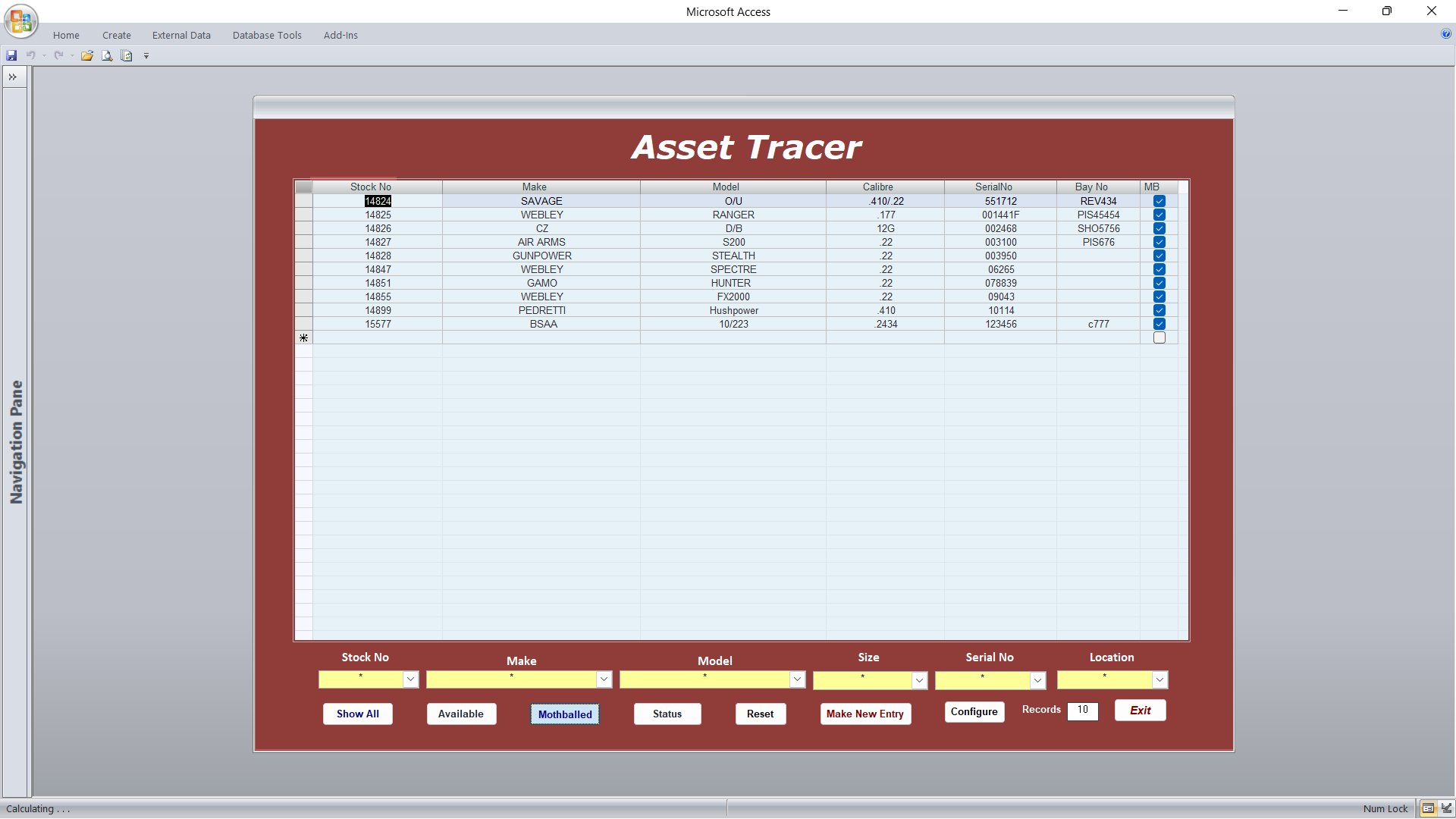 The MothBalled button